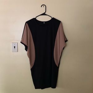Black and beige slim fit dress
